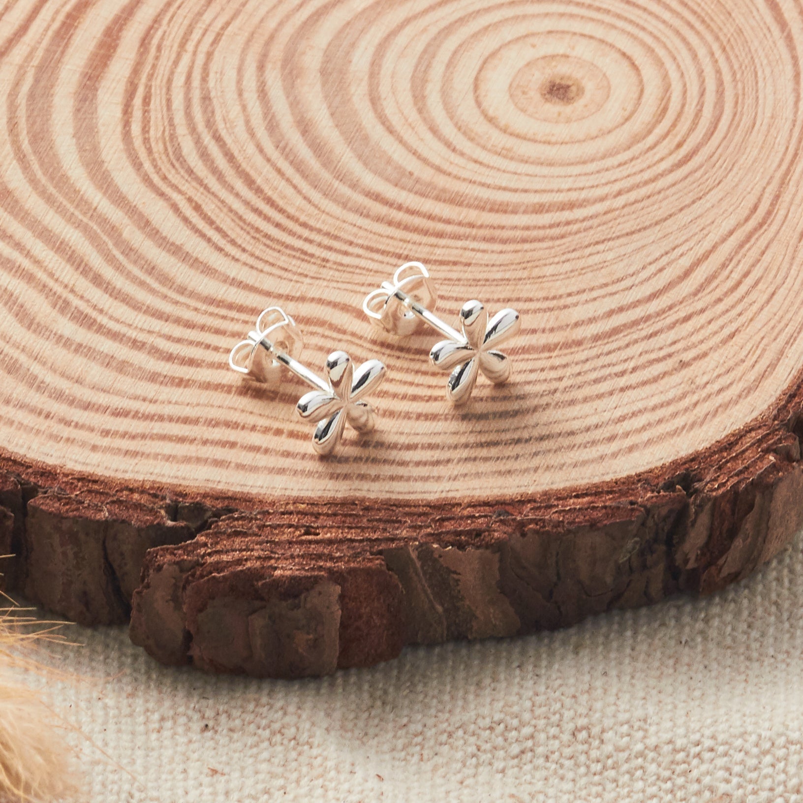 Silver Plated Flower Stud Earrings