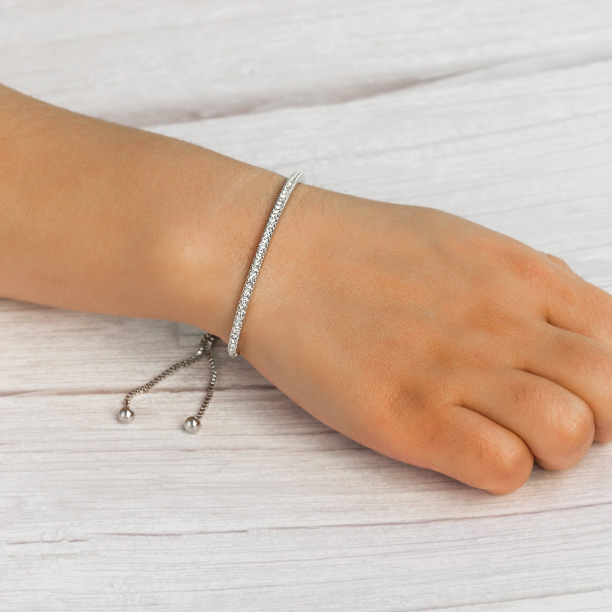 Silver Plated Friendship Bracelet Created with Zircondia® Crystals