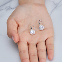 Silver Plated Halo Drop Earrings Created with Zircondia® Crystals