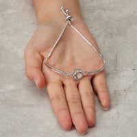 Silver Plated Halo Friendship Bracelet Created with Zircondia® Crystals