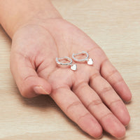 Silver Plated Heart Charm Hoop Earrings