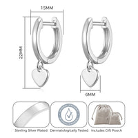 Silver Plated Heart Charm Hoop Earrings
