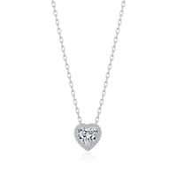 Silver Plated Heart Halo Necklace Created with Zircondia® Crystals