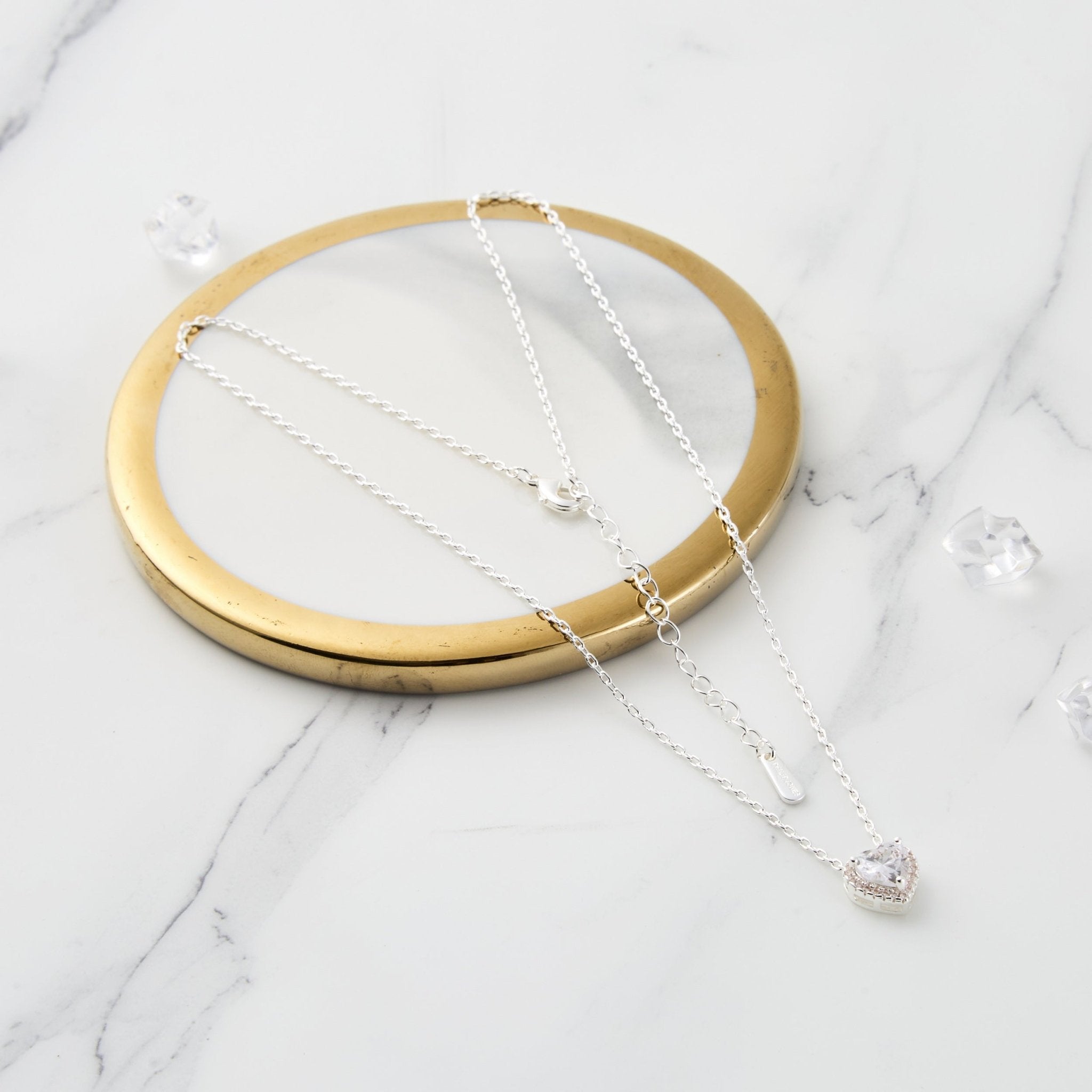 Silver Plated Heart Halo Necklace Created with Zircondia® Crystals