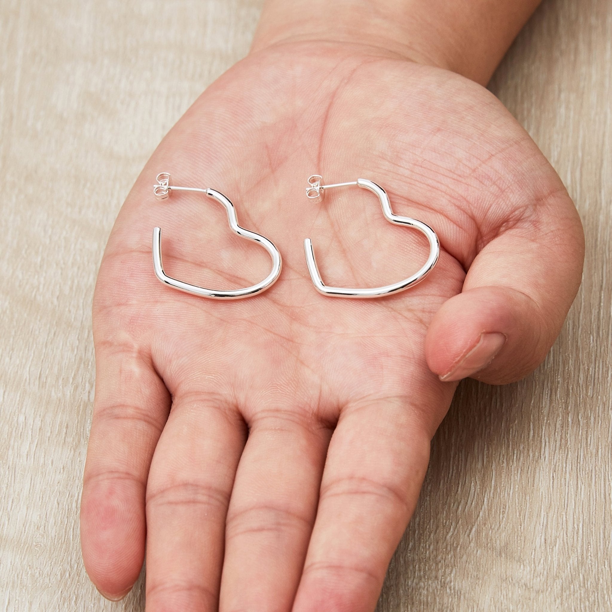 Silver Plated Heart Hoop Earrings