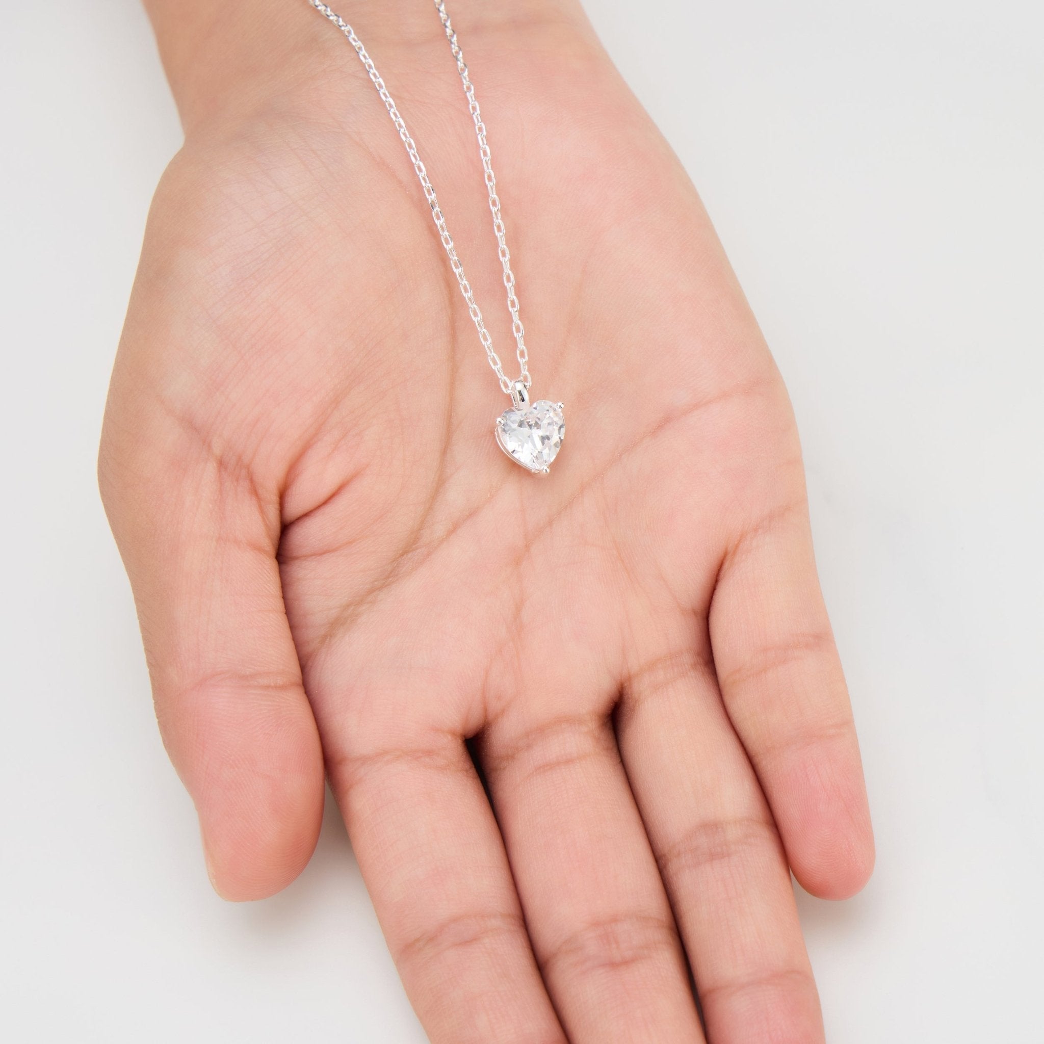 Silver Plated Heart Solitaire Necklace Created with Zircondia® Crystals