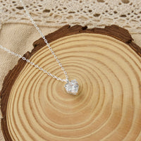 Silver Plated Heart Solitaire Necklace Created with Zircondia® Crystals