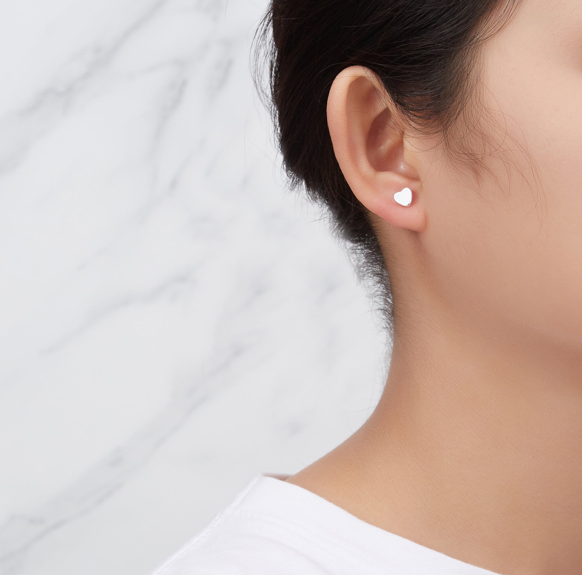 Silver Plated Heart Stud Earrings