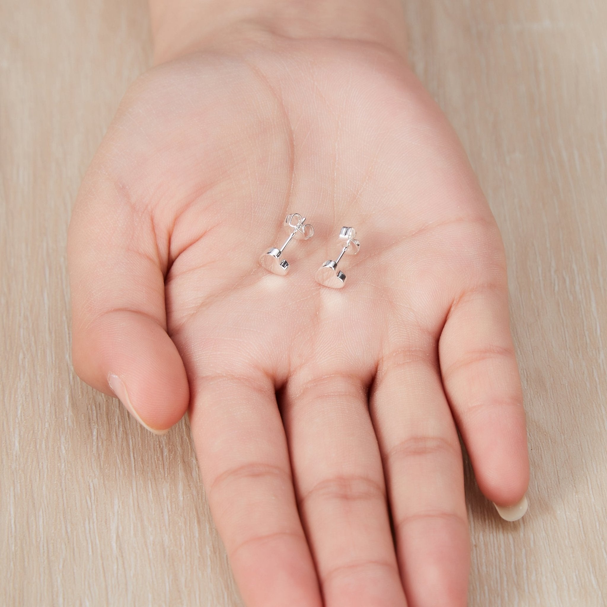 Silver Plated Heart Stud Earrings