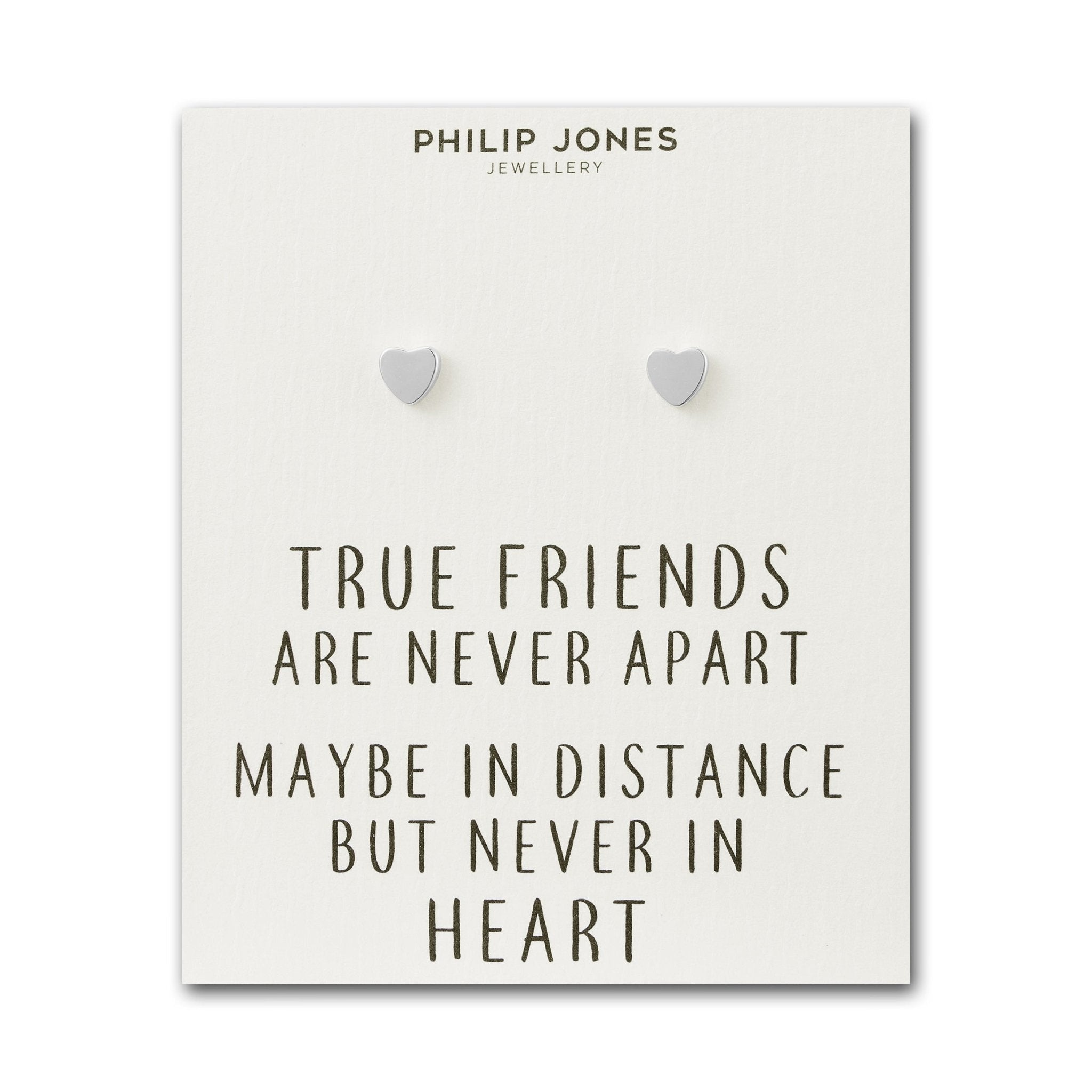 Silver Plated Heart Stud Earrings with Quote Card