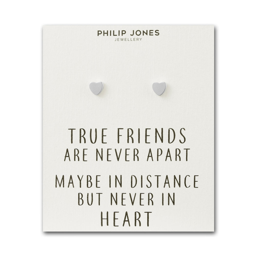Silver Plated Heart Stud Earrings with Quote Card