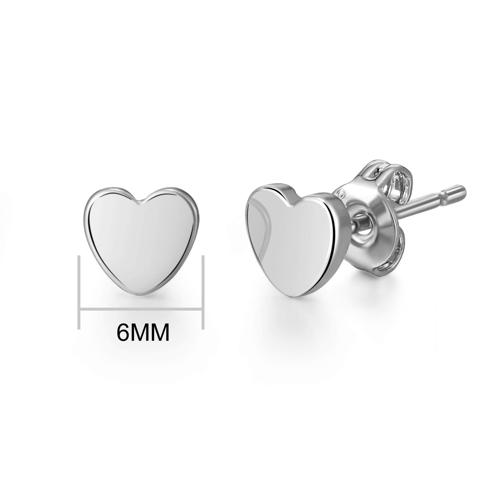 Silver Plated Heart Stud Earrings with Quote Card