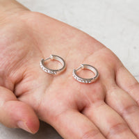 Silver Plated Hoop Earrings Created with Zircondia® Crystals