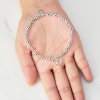 Silver Plated I Couldn't Say I Do Without You Heart Link Stretch Bracelet with Gift Box