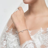 Silver Plated I Couldn't Say I Do Without You Heart Link Stretch Bracelet with Gift Box