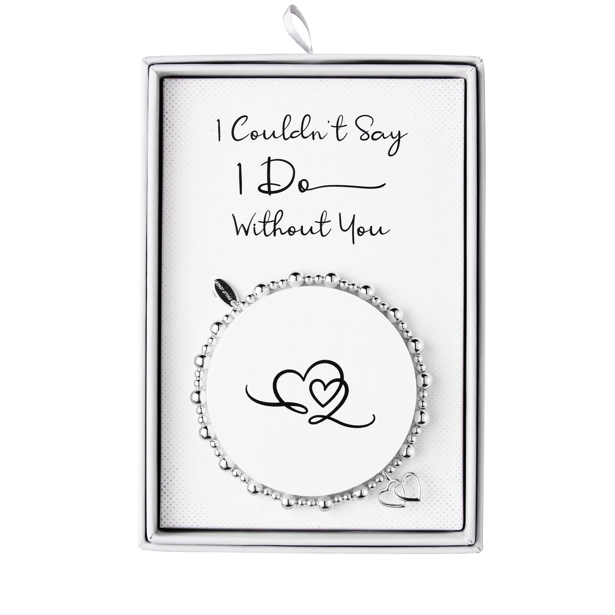 Silver Plated I Couldn't Say I Do Without You Heart Link Stretch Bracelet with Gift Box