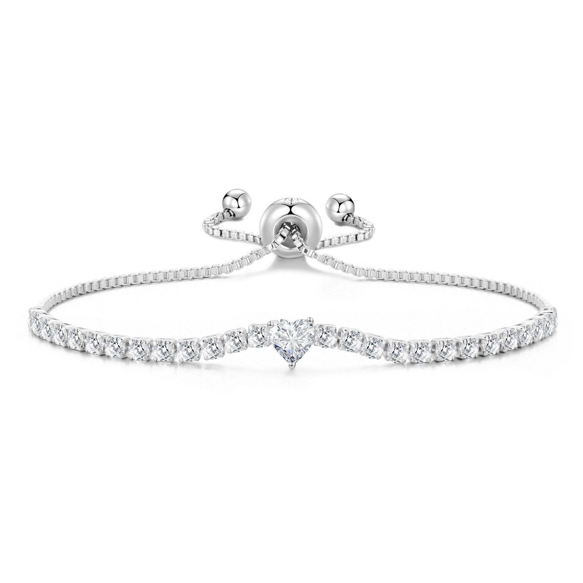 Silver Plated I Couldn't Say I Do Without You Heart Solitaire Wedding Bracelet with Zircondia® Crystals