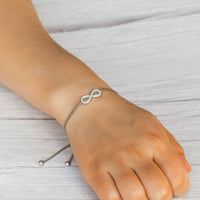 Silver Plated Infinity Friendship Bracelet Created with Zircondia® Crystals