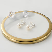 Silver Plated Infinity Pearl Drop Earrings Created with Zircondia® Crystals