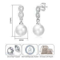 Silver Plated Infinity Pearl Drop Earrings Created with Zircondia® Crystals