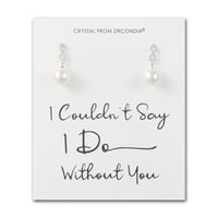 Silver Plated I Couldn't Say I Do Without You Infinity Pearl Drop Earrings with Zircondia® Crystals