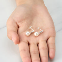 Silver Plated Infinity Pearl Drop Earrings Created with Zircondia® Crystals