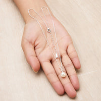 Silver Plated Infinity Pearl Drop Necklace Created with Zircondia® Crystals