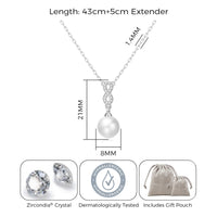 Silver Plated I Couldn't Say I Do Without You Infinity Pearl Wedding Drop Necklace with Zircondia® Crystals