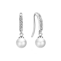 Silver Plated I Couldn't Say I Do Without You Pearl Drop Earrings Created with Zircondia® Crystals
