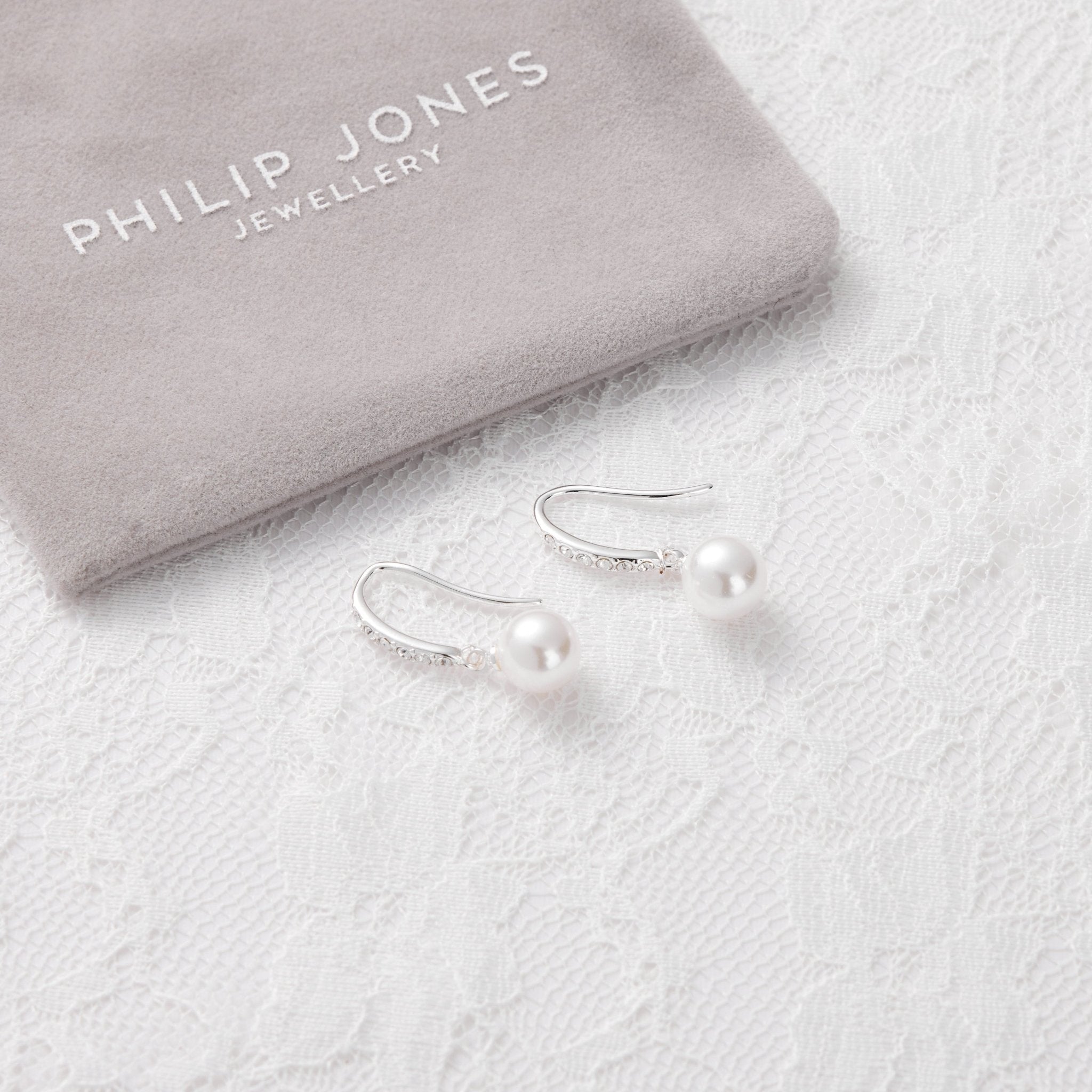 Silver Plated I Couldn't Say I Do Without You Pearl Drop Earrings Created with Zircondia® Crystals