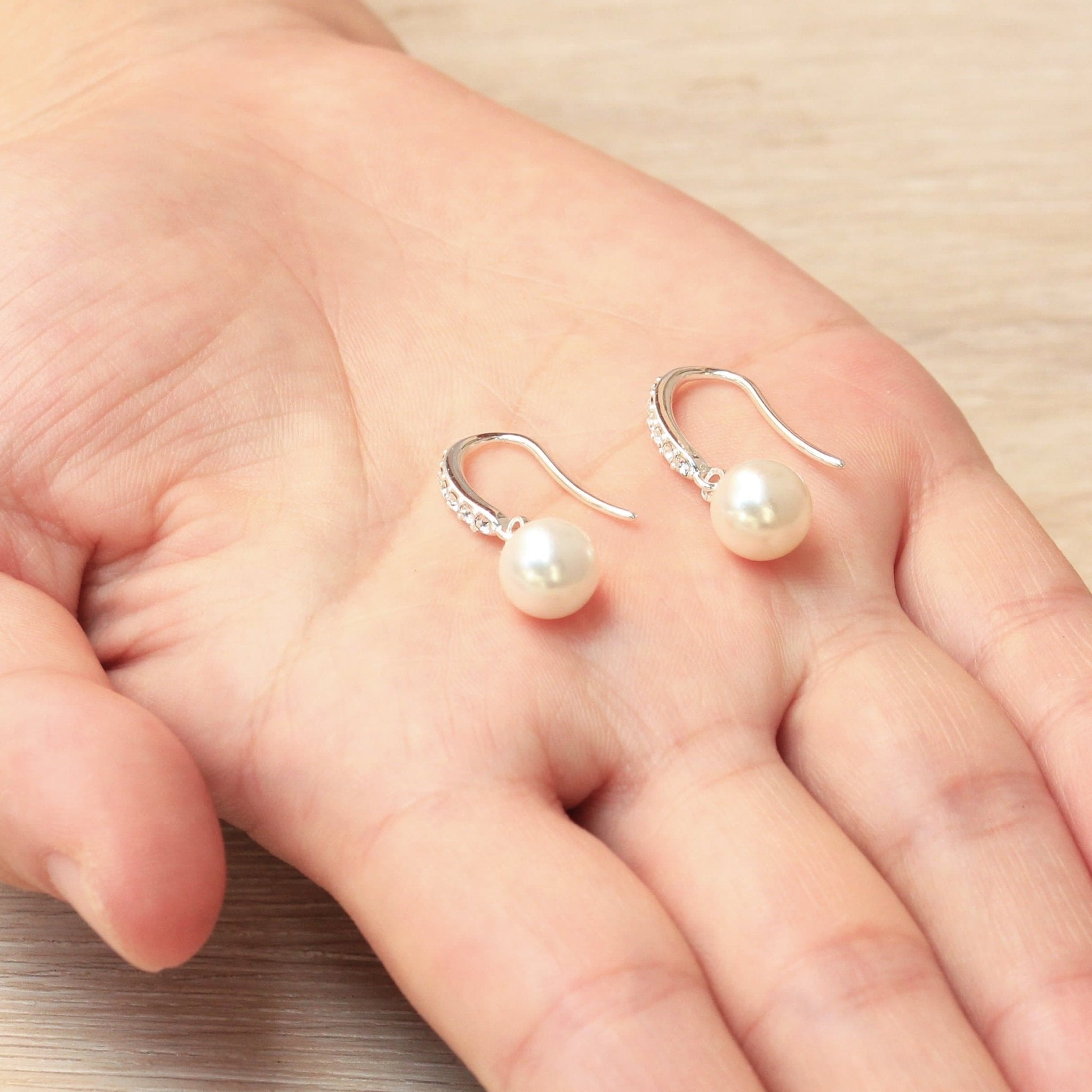 Silver Plated I Couldn't Say I Do Without You Pearl Drop Earrings Created with Zircondia® Crystals