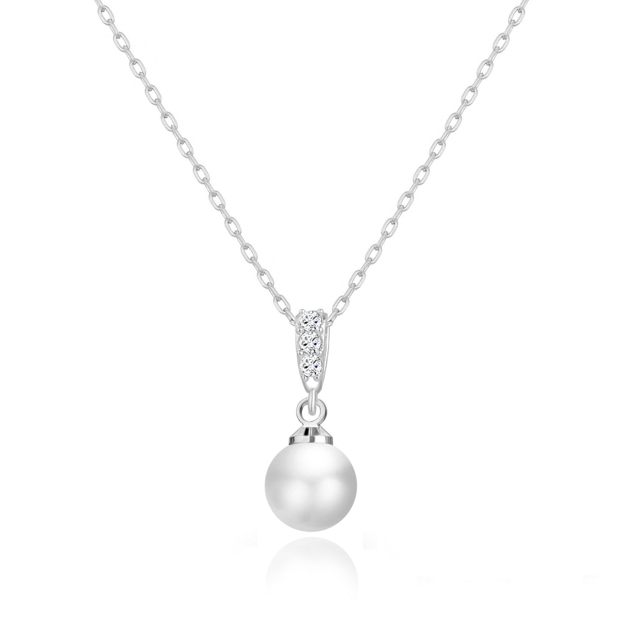 Silver Plated I Couldn't Say I Do Without You Pearl Drop Wedding Necklace Created with Zircondia® Crystals