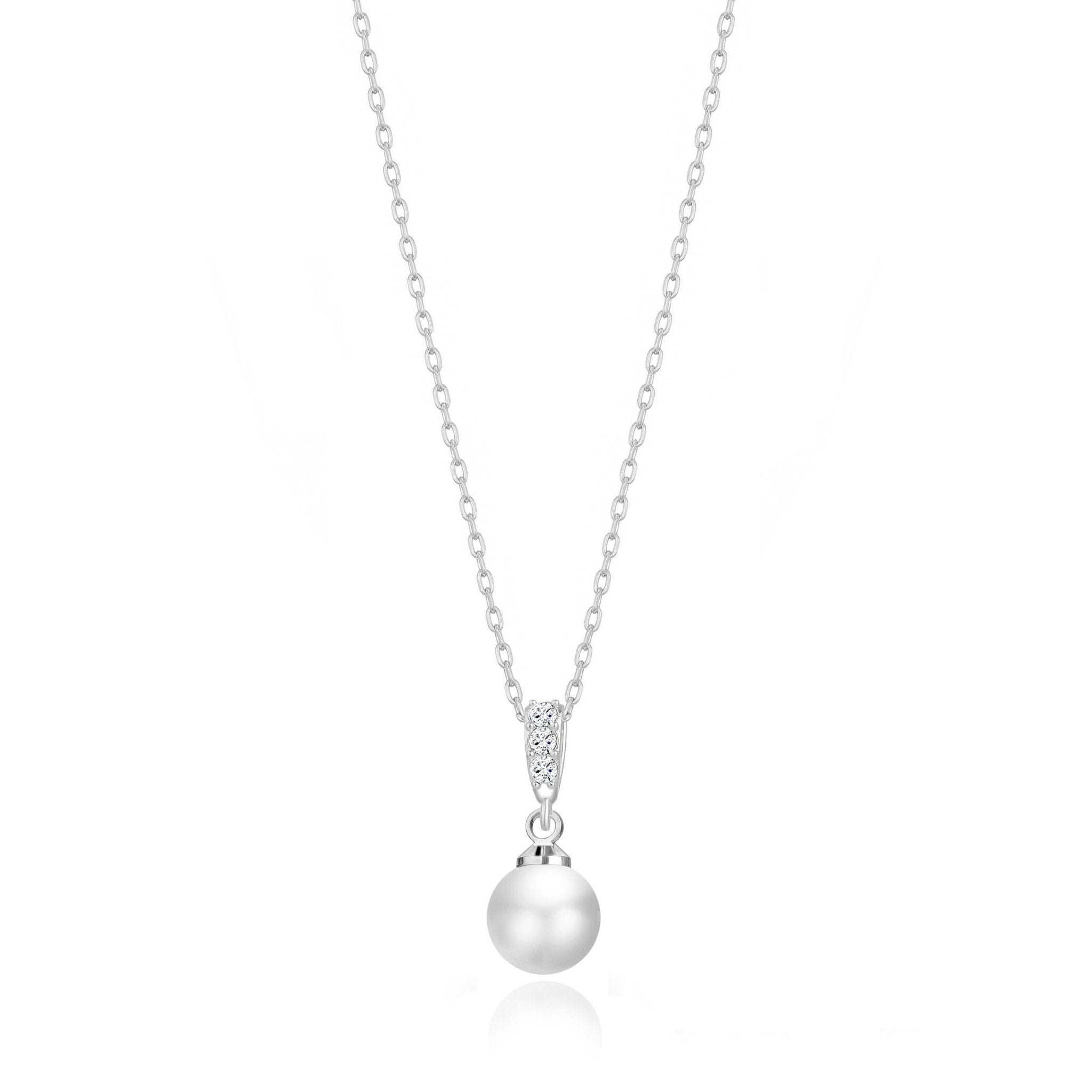 Silver Plated I Couldn't Say I Do Without You Pearl Drop Wedding Necklace Created with Zircondia® Crystals