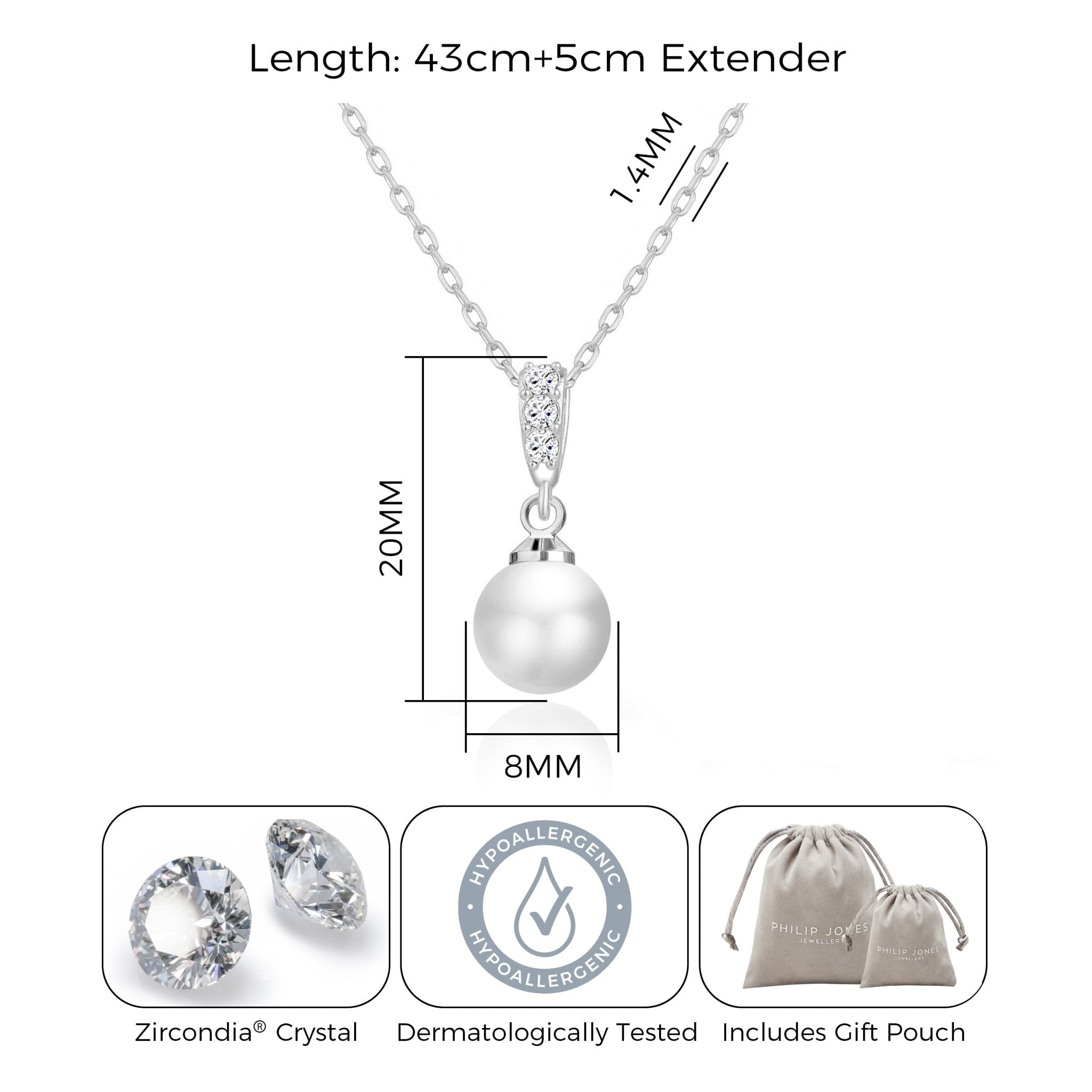 Silver Plated I Couldn't Say I Do Without You Pearl Drop Wedding Necklace Created with Zircondia® Crystals