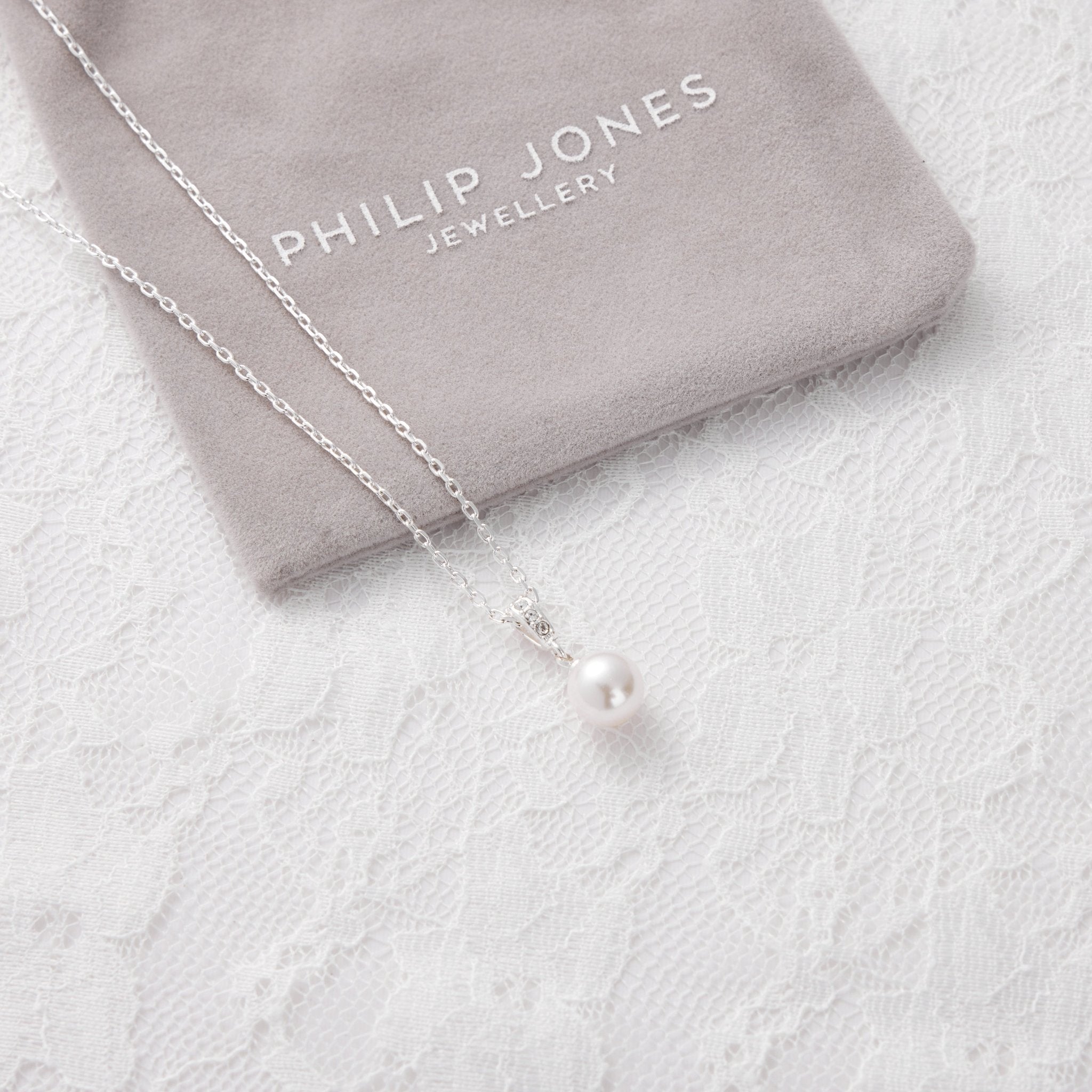 Silver Plated I Couldn't Say I Do Without You Pearl Drop Wedding Necklace Created with Zircondia® Crystals