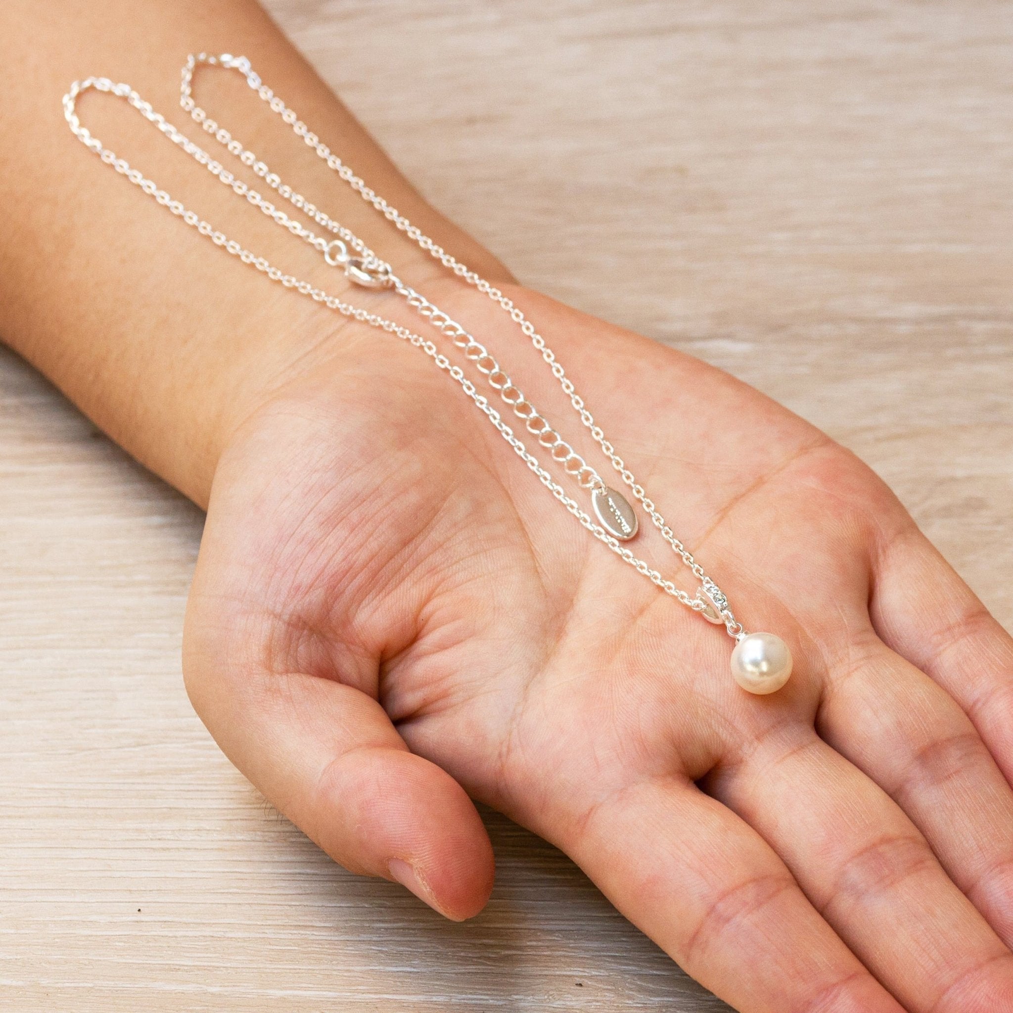 Silver Plated I Couldn't Say I Do Without You Pearl Drop Wedding Necklace Created with Zircondia® Crystals