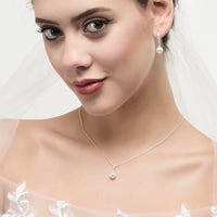 Silver Plated I Couldn't Say I Do Without You Pearl Drop Set Created with Zircondia® Crystals