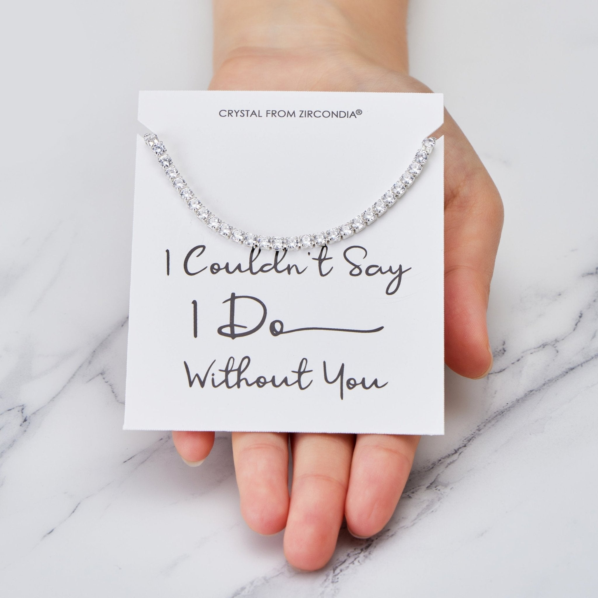 Silver Plated I Couldn't Say I Do Without You Solitaire Wedding Bracelet Created with Zircondia® Crystals