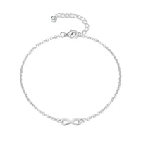 Silver Plated Infinity Anklet Created with Zircondia® Crystals