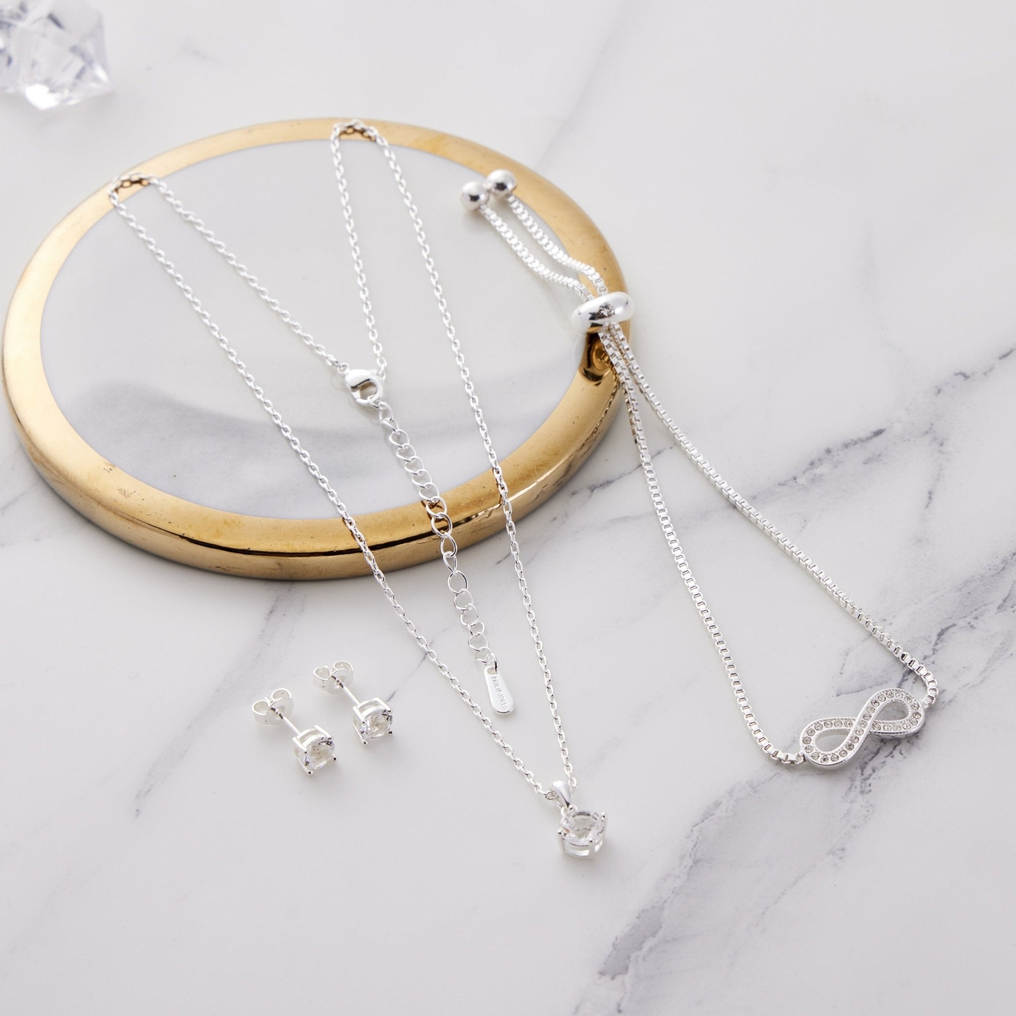 Silver Plated Infinity Friendship Set Created with Zircondia® Crystals