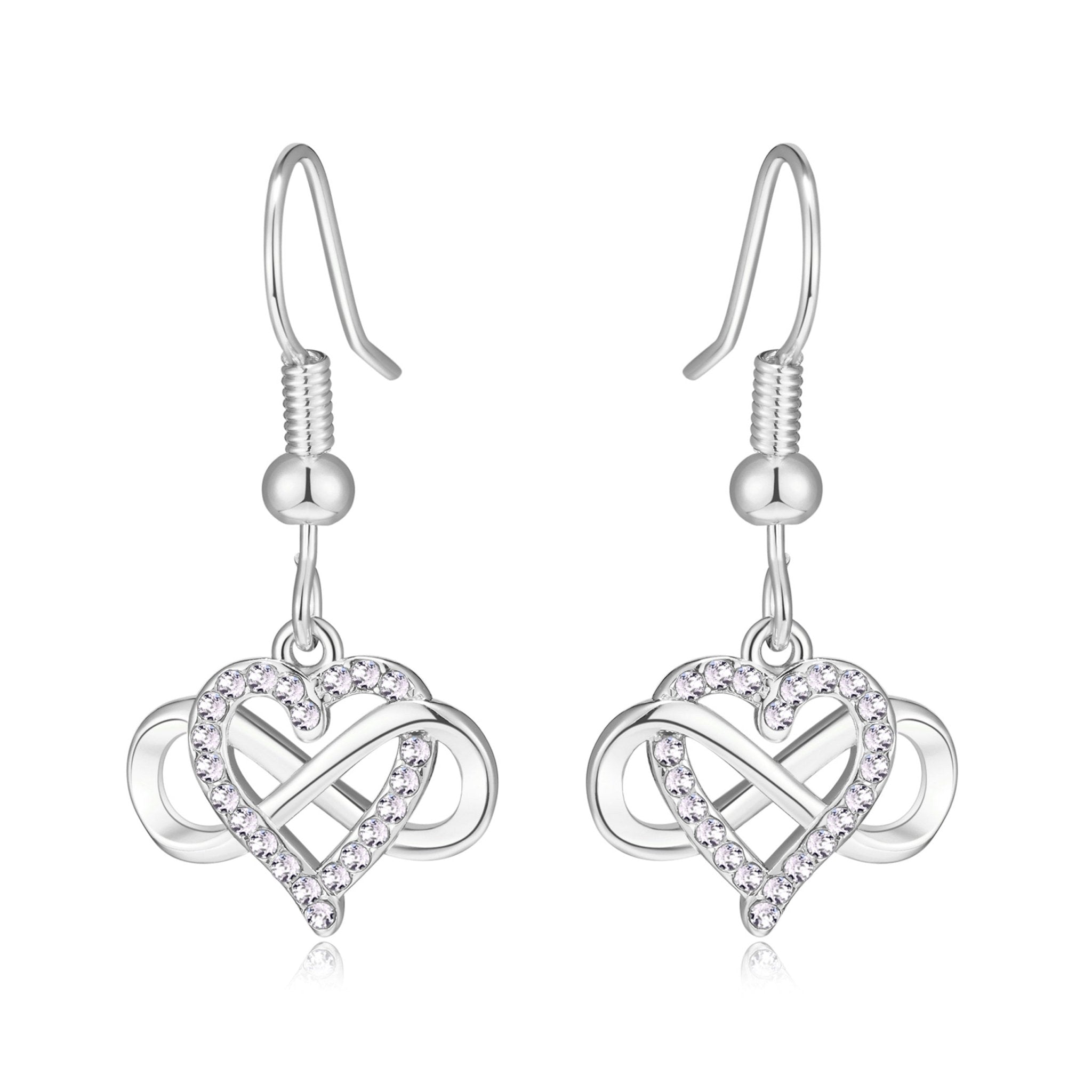 Silver Plated Infinity Heart Drop Earrings Created with Zircondia® Crystals