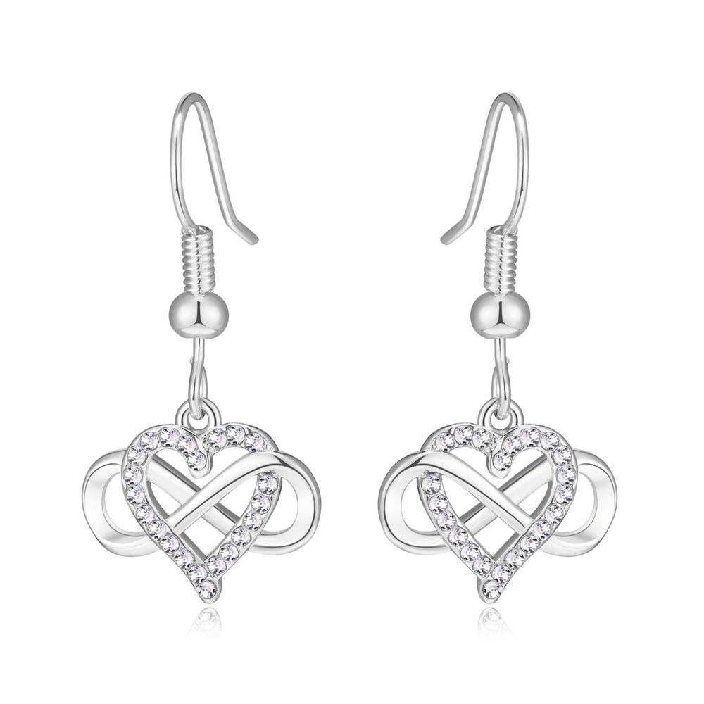 Silver Plated Infinity Heart Drop Earrings Created with Zircondia® Crystals