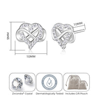 Silver Plated Infinity Heart Stud Earrings Created with Zircondia® Crystals