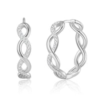 Silver Plated Infinity Hoop Earrings Created with Zircondia® Crystals