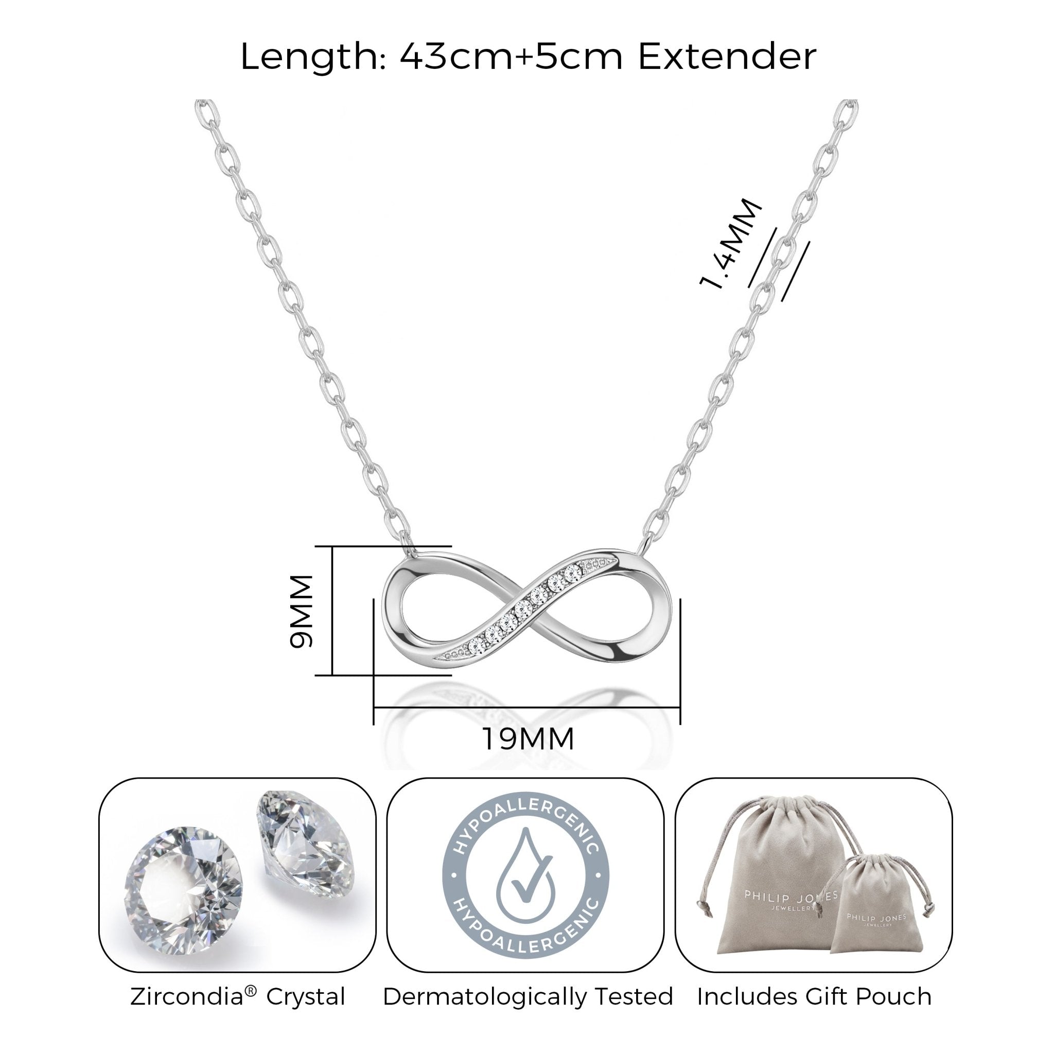 Silver Plated Infinity Pendant Necklace Created with Zircondia® Crystals