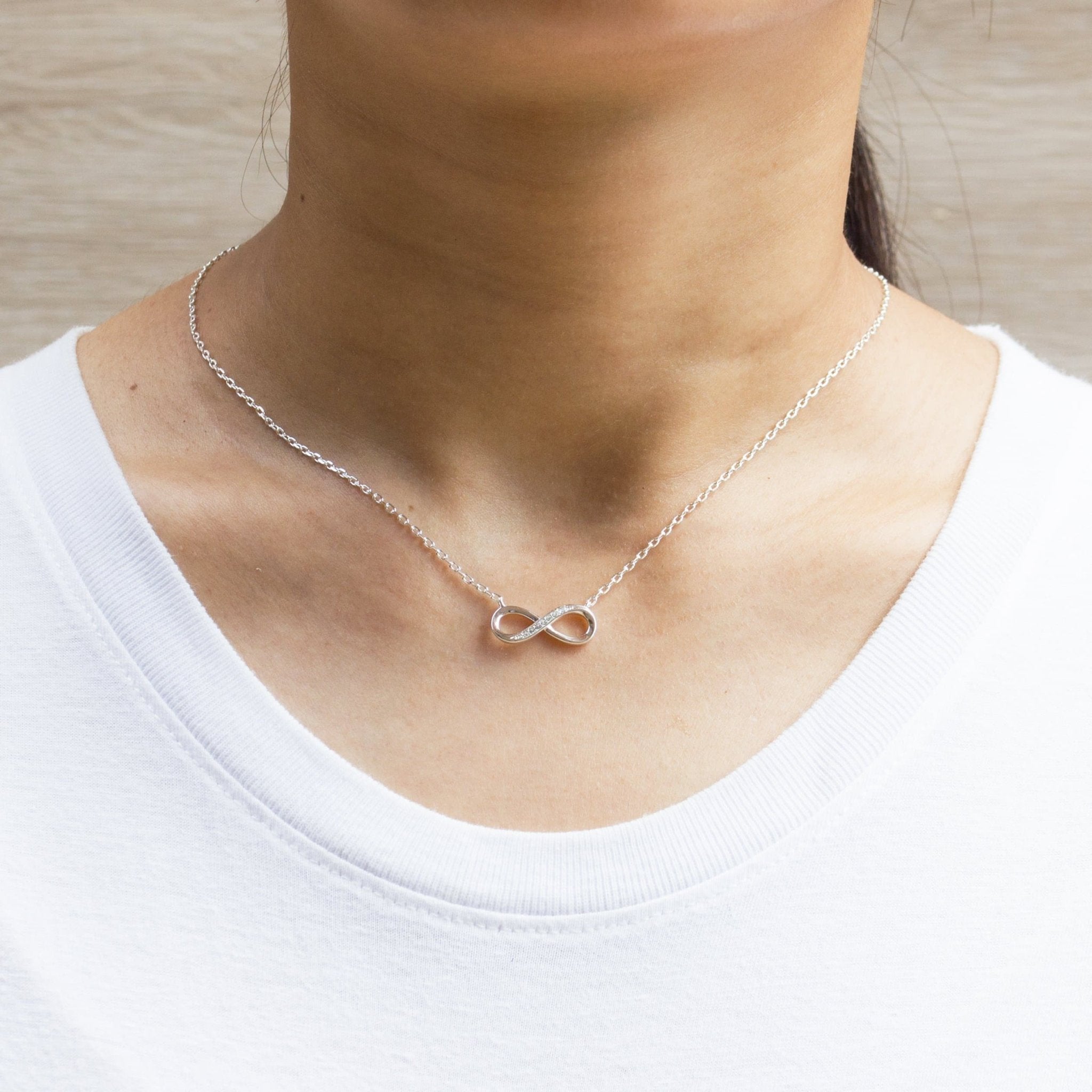Silver Plated Infinity Pendant Necklace Created with Zircondia® Crystals
