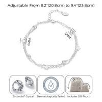 Silver Plated Layered Star Anklet Created with Zircondia® Crystals