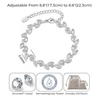 Silver Plated Leaf Bracelet Created With Crystals From Zircondia®