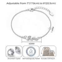 Silver Plated Leaf Chain Bracelet Created with Zircondia® Crystals