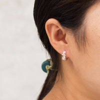 Silver Plated Leaf Hoop Earrings Created with Zircondia® Crystals